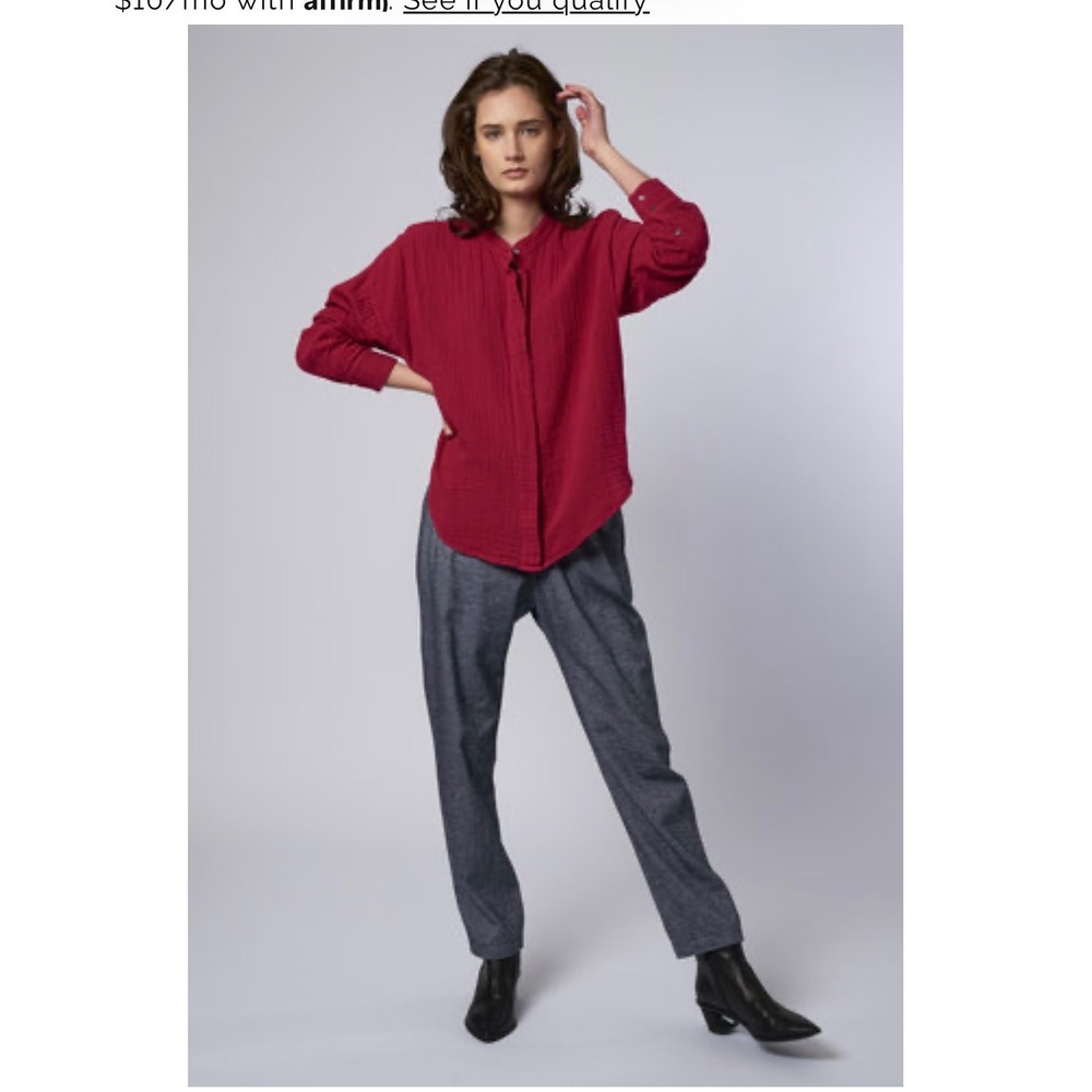 XIRENA Presley Shirt Cranberry Red Small NEW Cotton Gauze Casual Lightweight